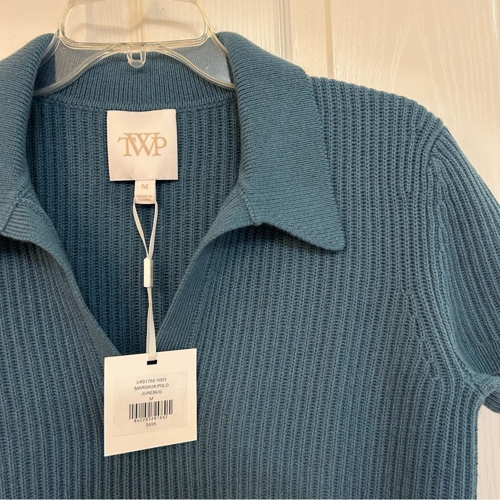 TWP Margaux Johnny Collar Cashmere Top in Junebug - Picture 11 of 11